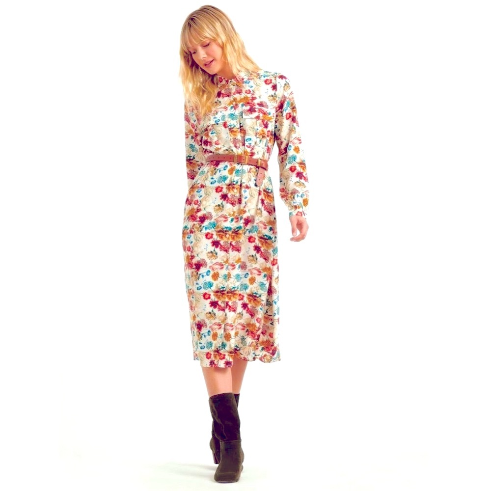 Lucky Brand Chelsea Floral Utility Crepe Shirtdress Dress - Size XS